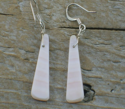 Native American Mother of Pearl Slab Earrings- Sleek